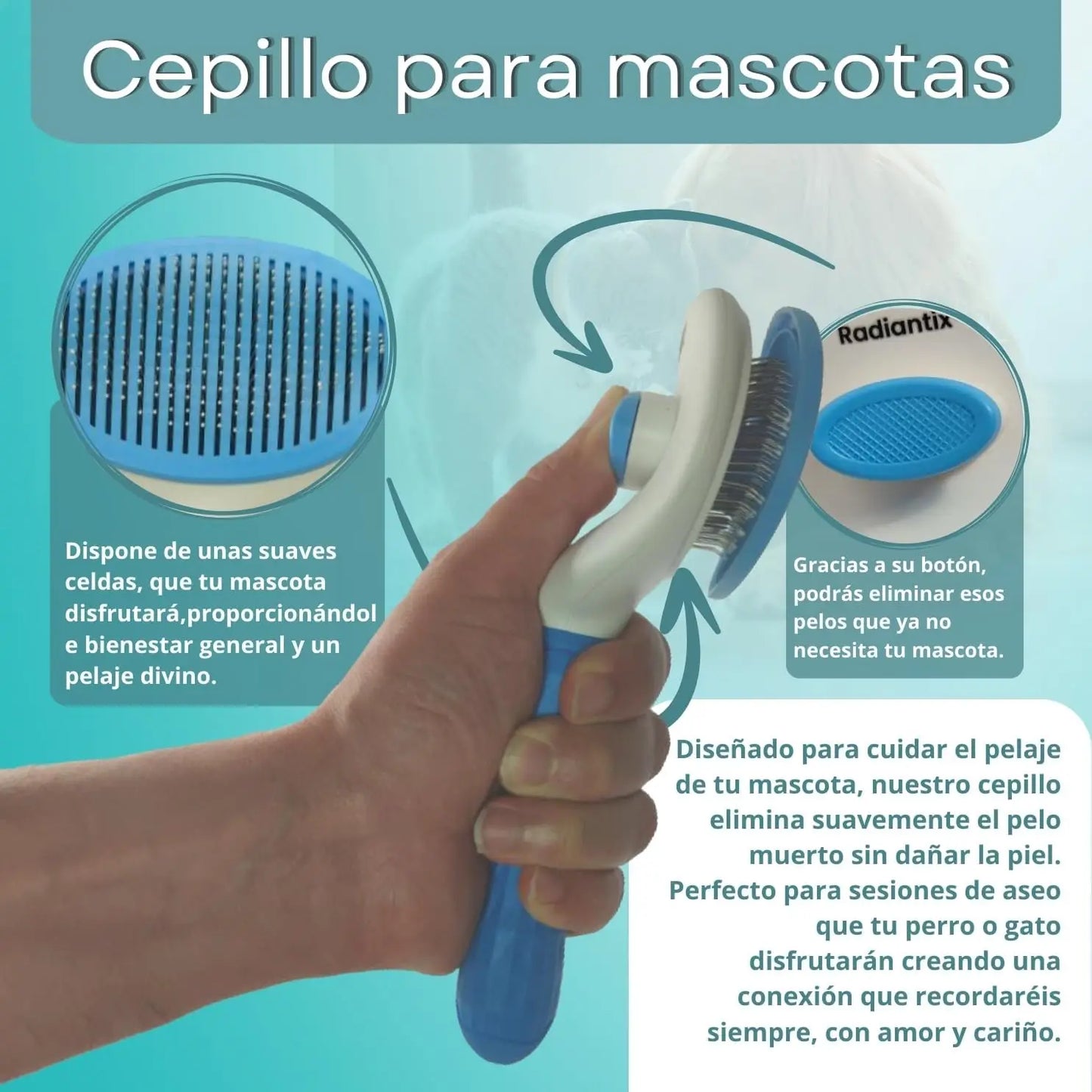 Suave can peludos — Rodillo para Casa + Cepillo Masajeador para Perros y Gatos