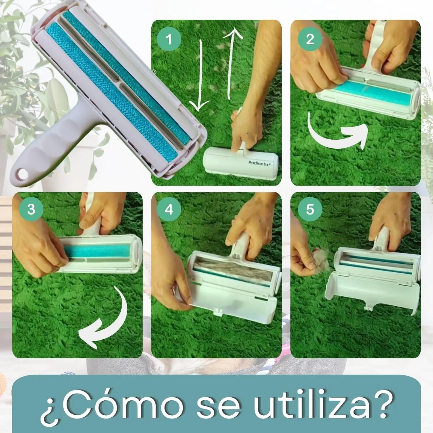 Suave can peludos — Rodillo para Casa + Cepillo Masajeador para Perros y Gatos